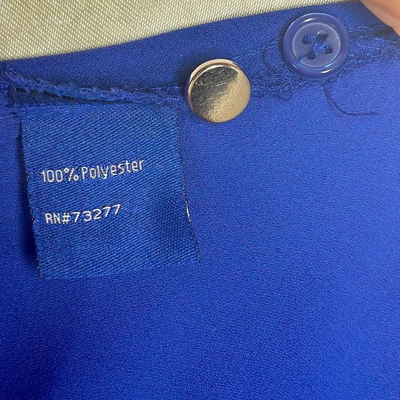 Apt. 9 Top Blouse Shirt Royal Blue Small Relaxed fit business/casual button down - Picture 5 of 8